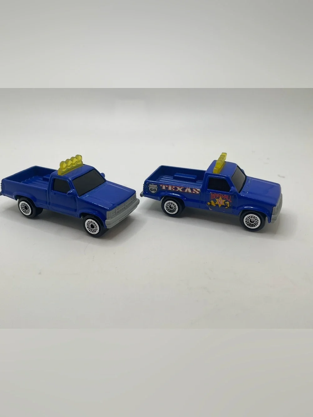 2 Matchbox McDonalds Texas Marshall Blue Dodge Dakota Pickup Trucks, Happy Meal